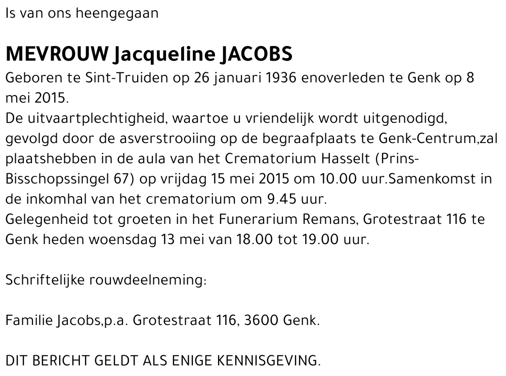 Jacqueline JACOBS