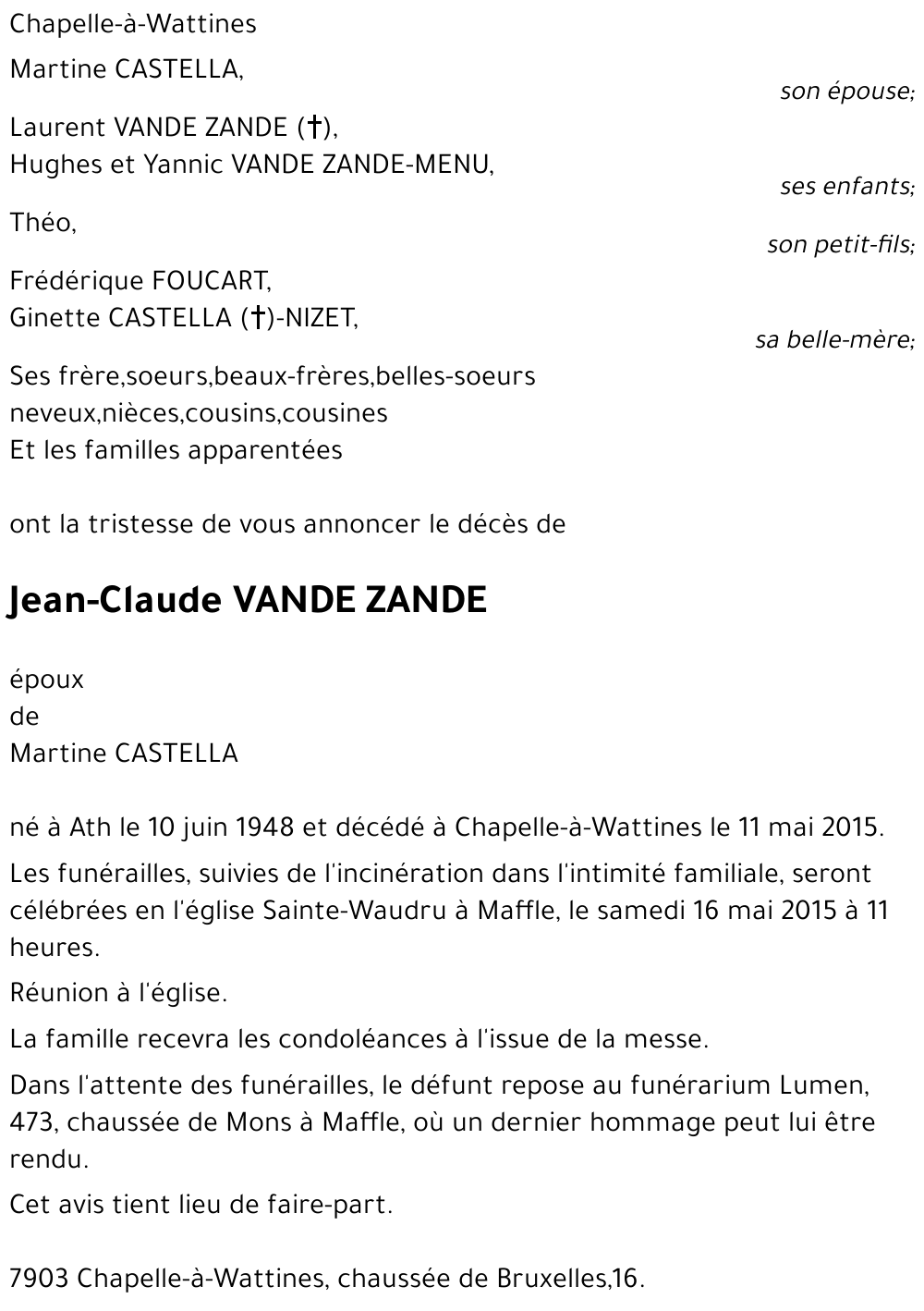 Jean-Claude VANDE ZANDE