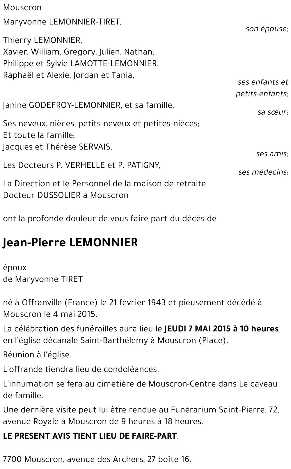 Jean-Pierre LEMONNIER