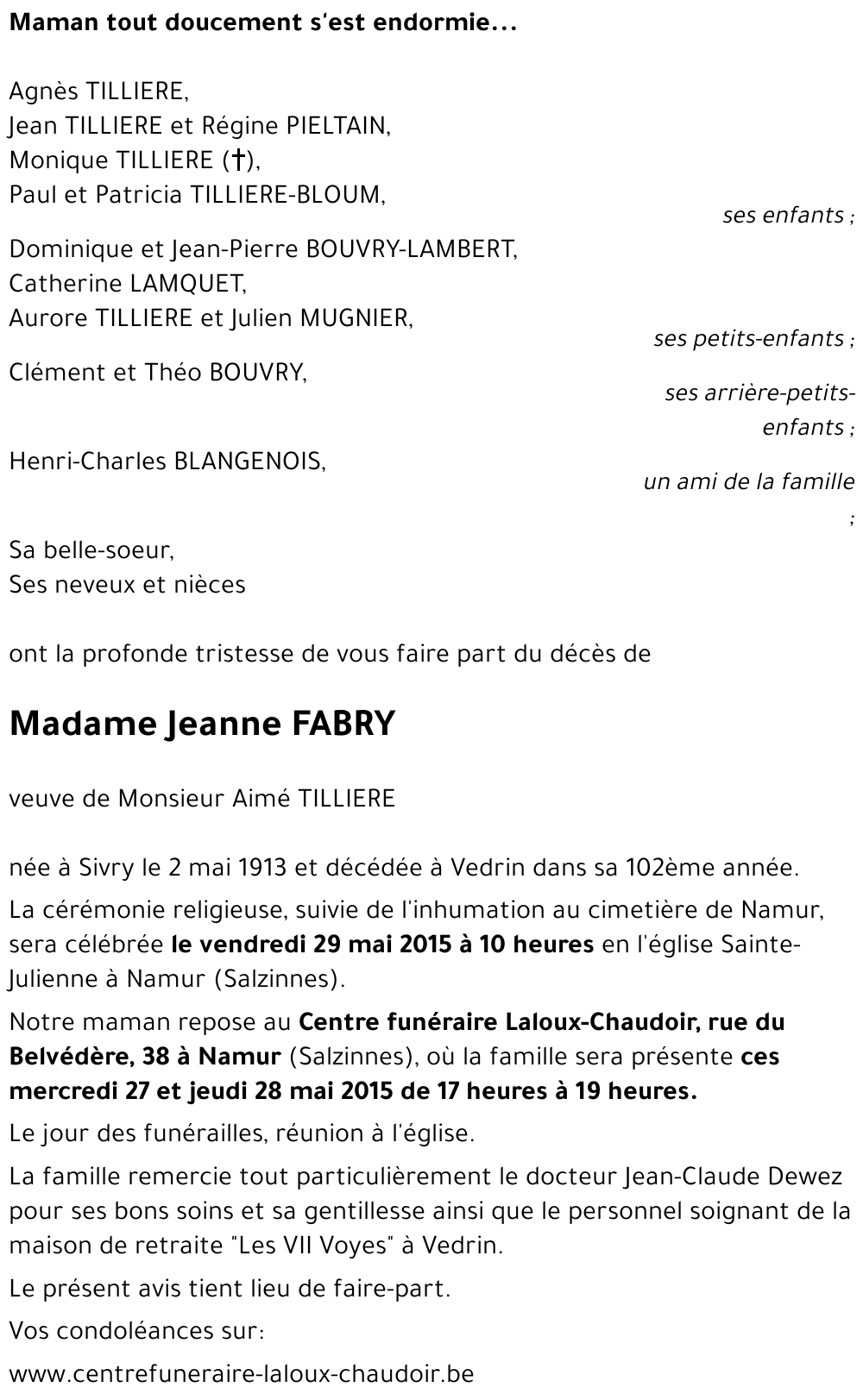 Jeanne FABRY