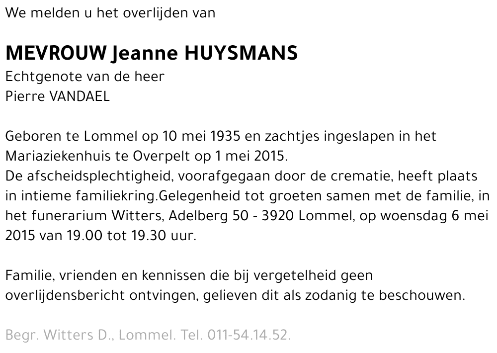 Jeanne Huysmans
