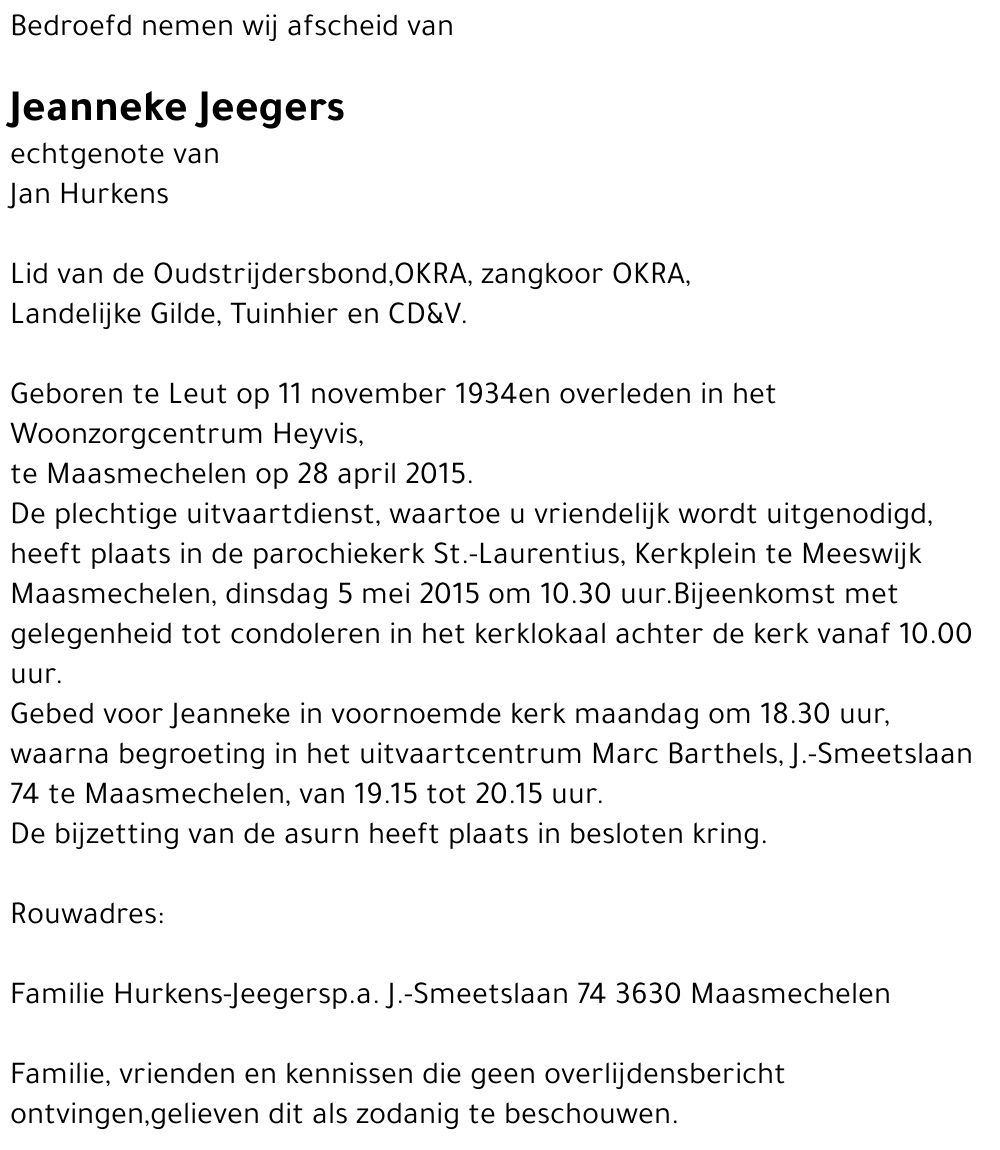 Jeanneke Jeegers