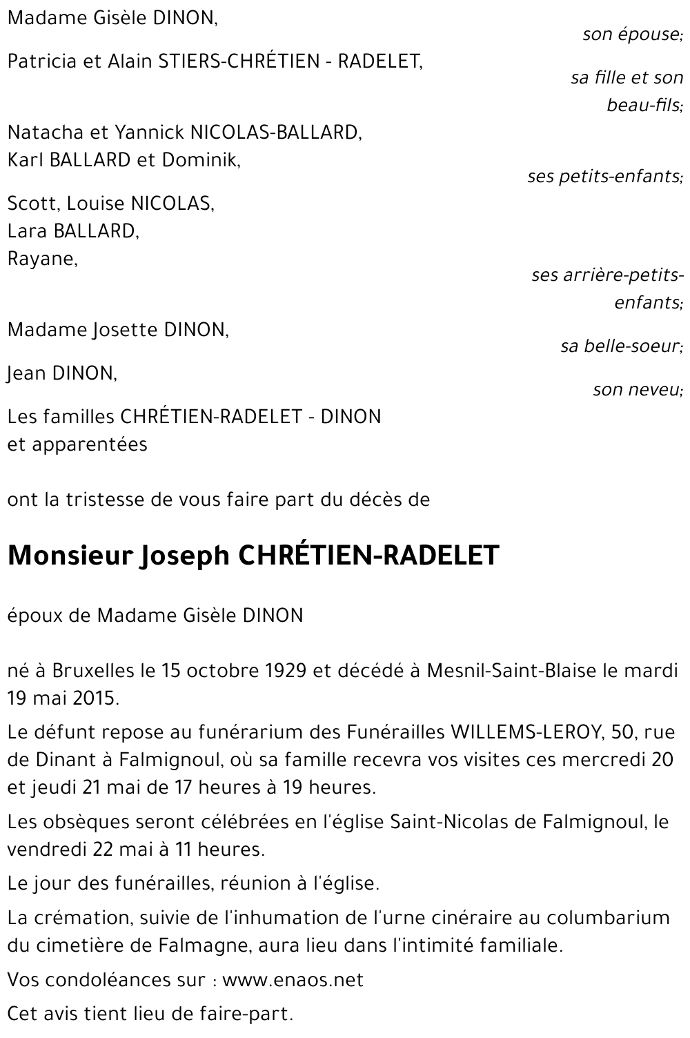 Joseph CHRÉTIEN-RADELET