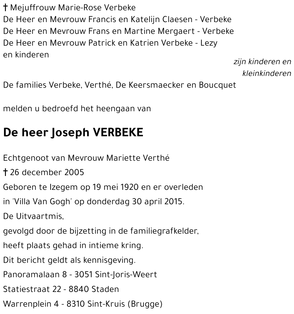 Joseph VERBEKE