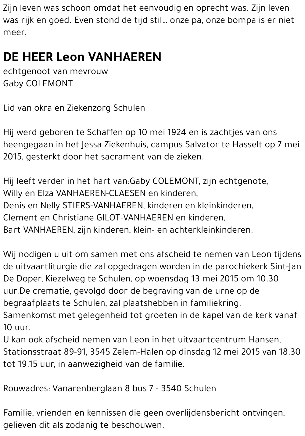Leon VANHAEREN