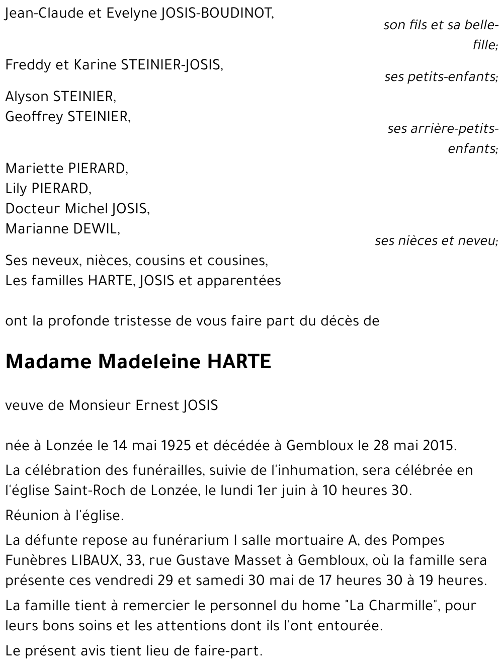 Madeleine HARTE