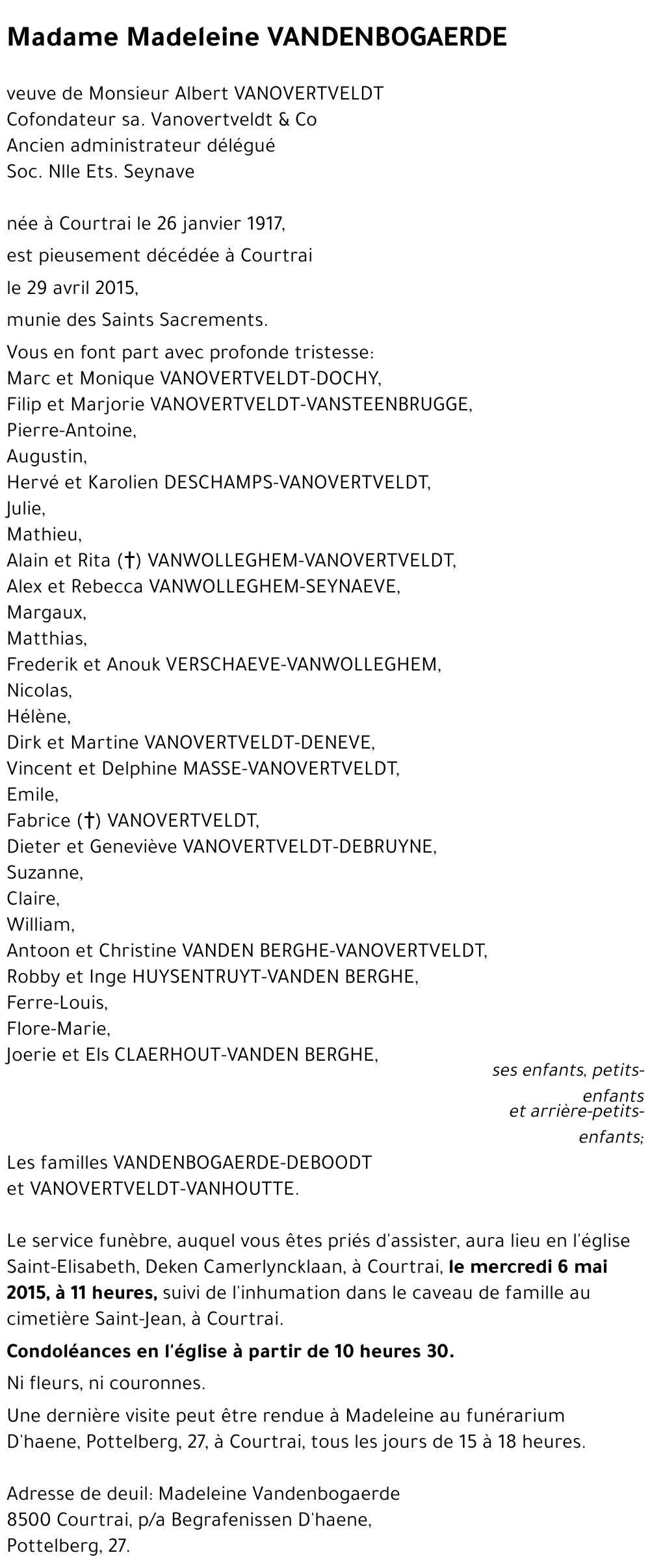 Madeleine VANDENBOGAERDE