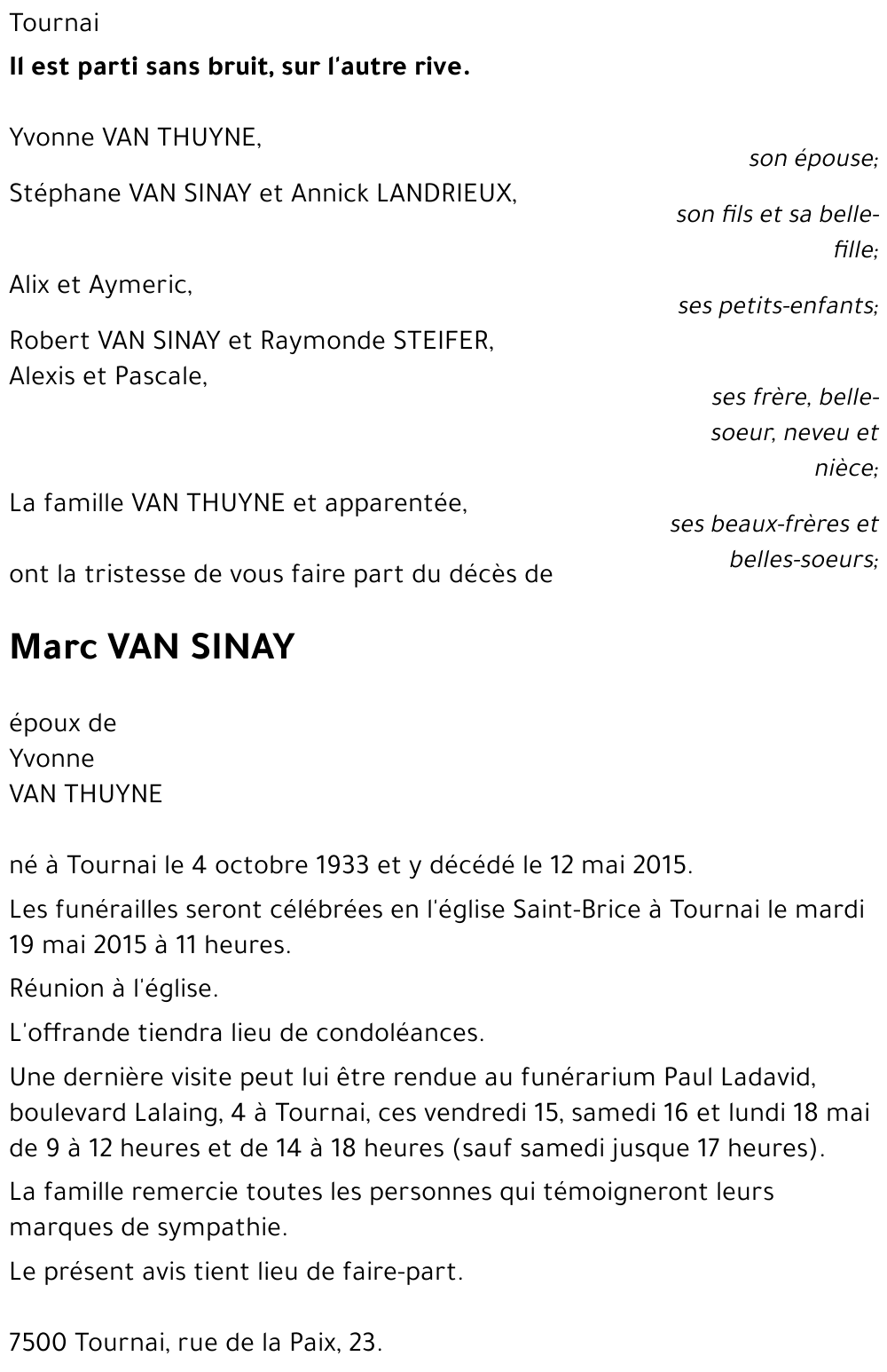 Marc VAN SINAY