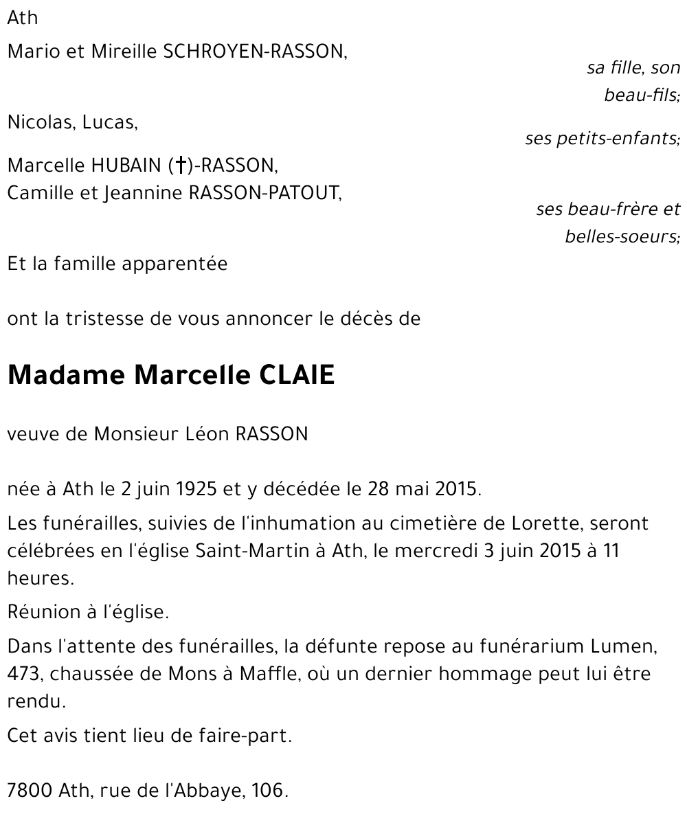 Marcelle CLAIE
