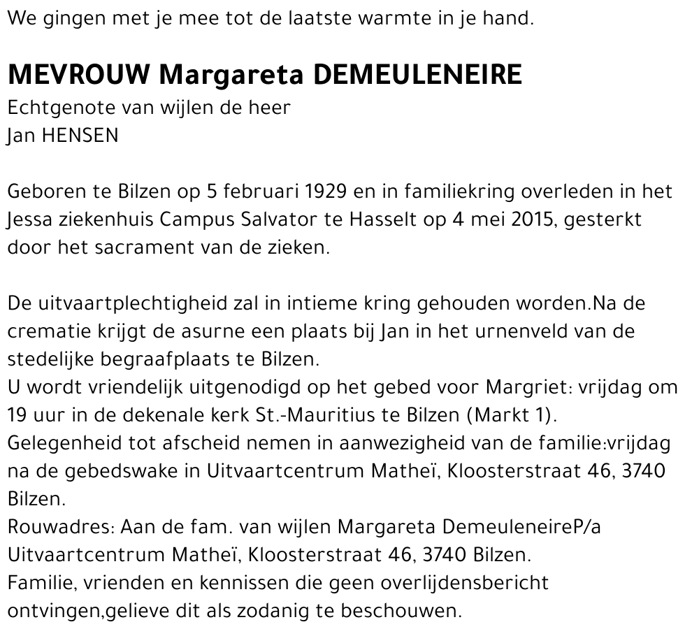 Margareta DEMEULENEIRE