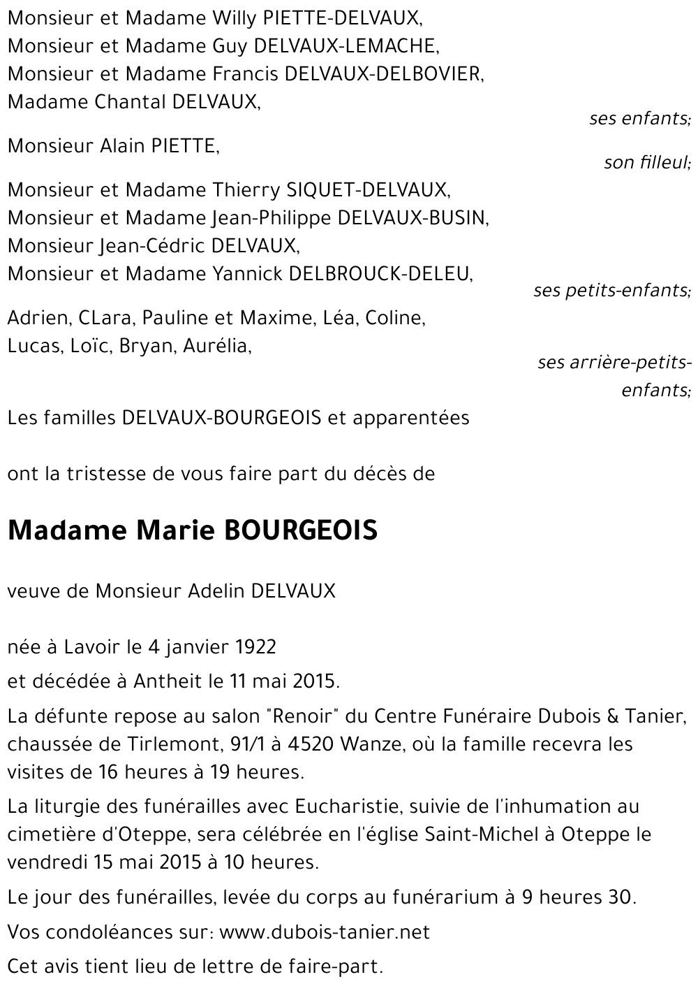 Marie BOURGEOIS