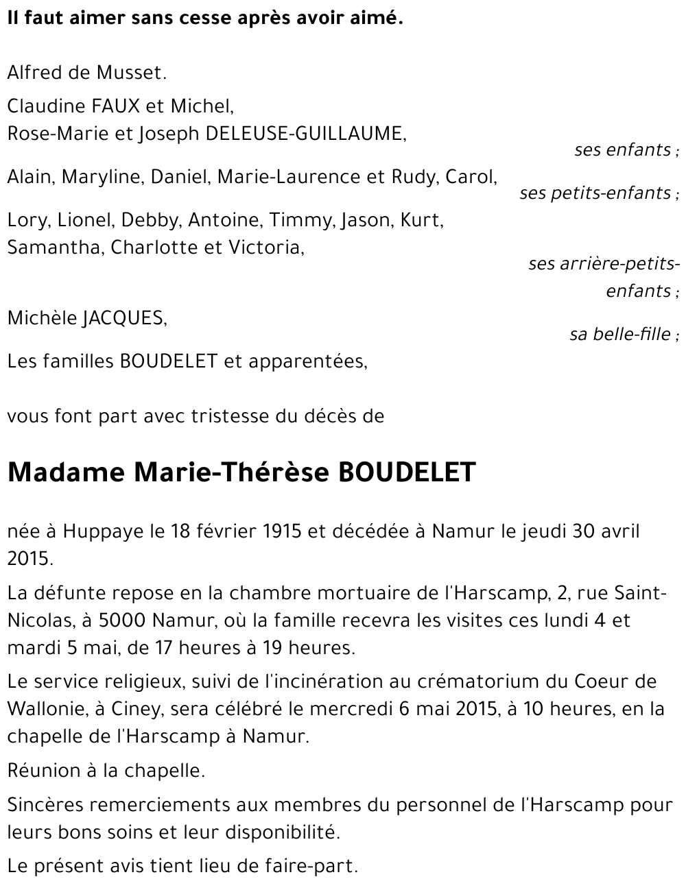 Marie-Thérèse BOUDELET