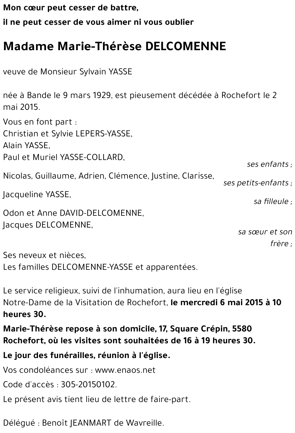 Marie-Thérèse DELCOMENNE