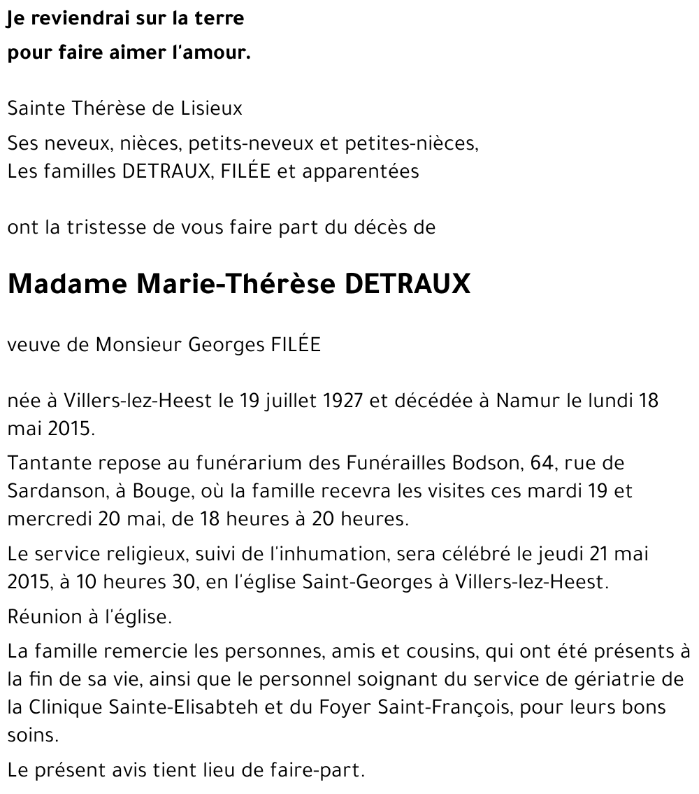 Marie-Thérèse DETRAUX