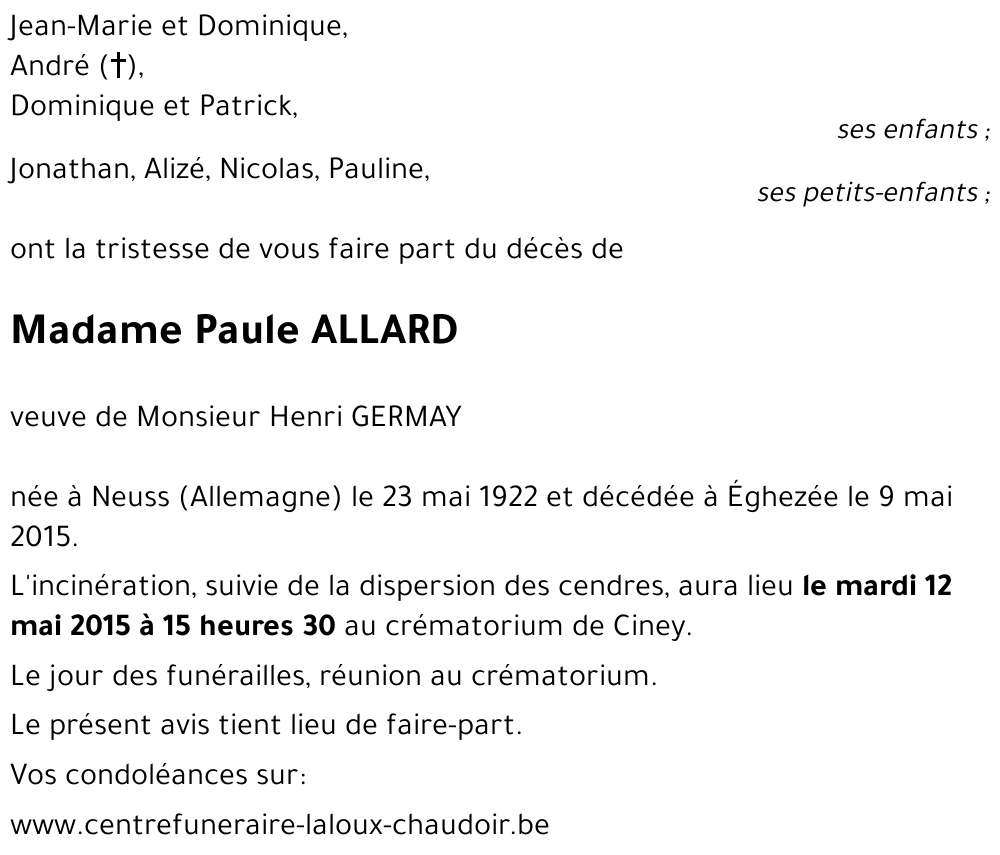 Paule ALLARD