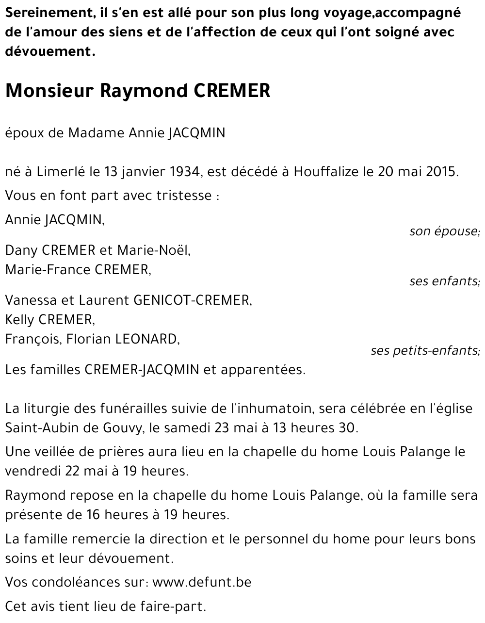 Raymond Cremer