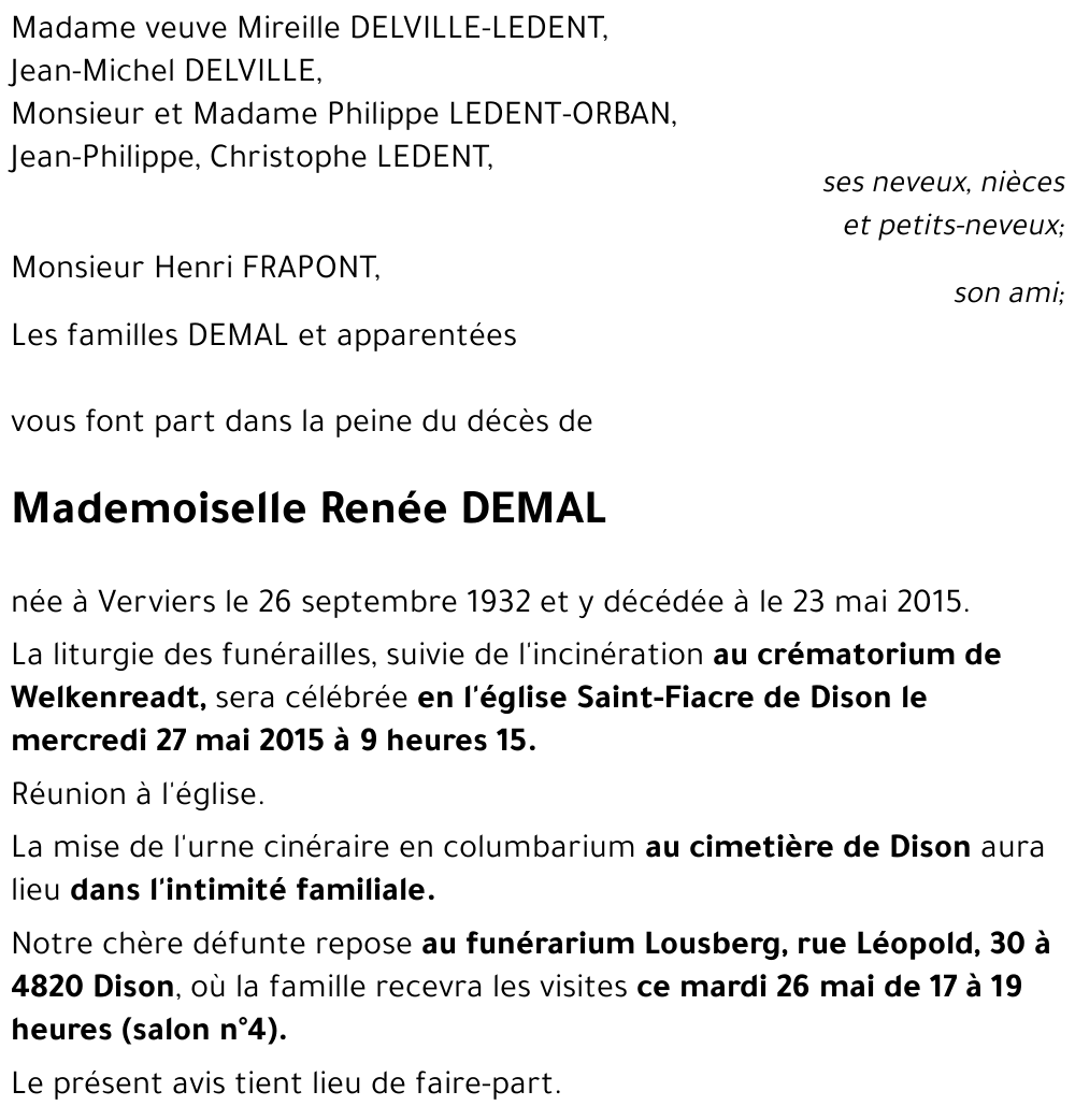 Renée DEMAL