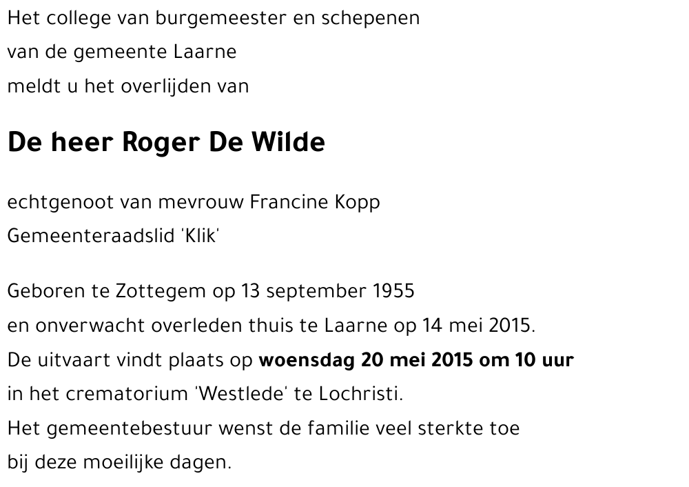 Roger De Wilde