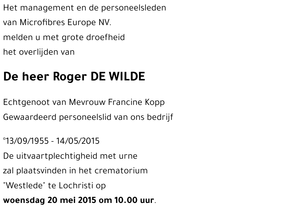 Roger De Wilde