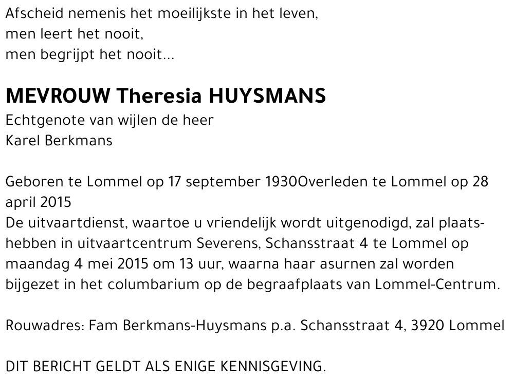 Theresia Huysmans