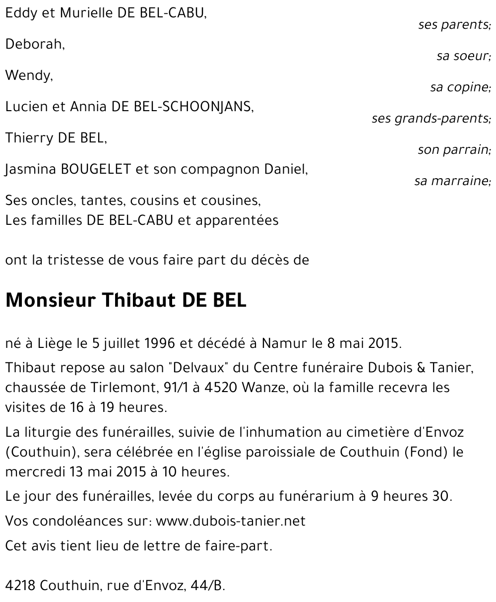 Thibaut DE BEL