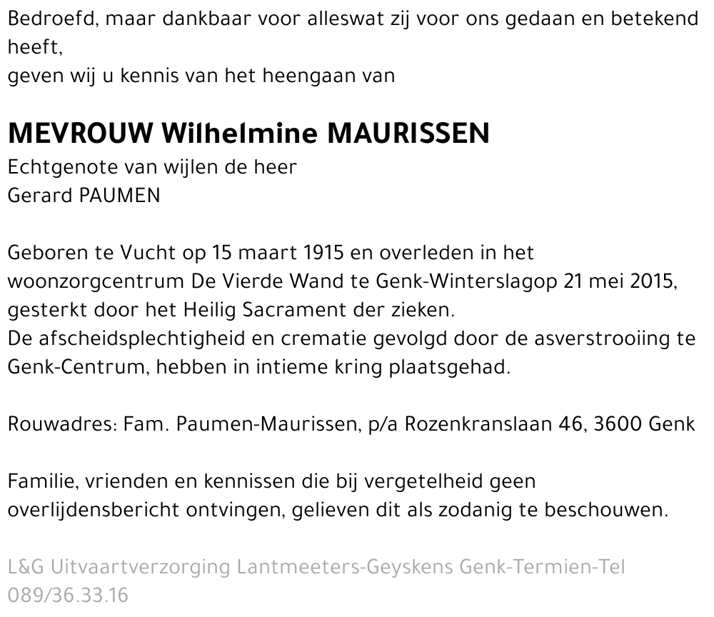 Wilhelmine MAURISSEN