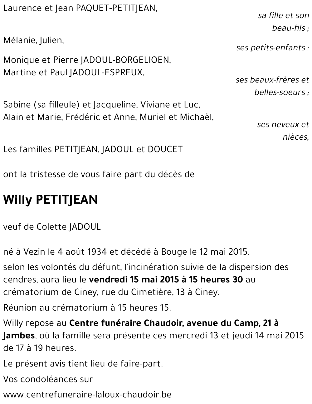 Willy PETITJEAN