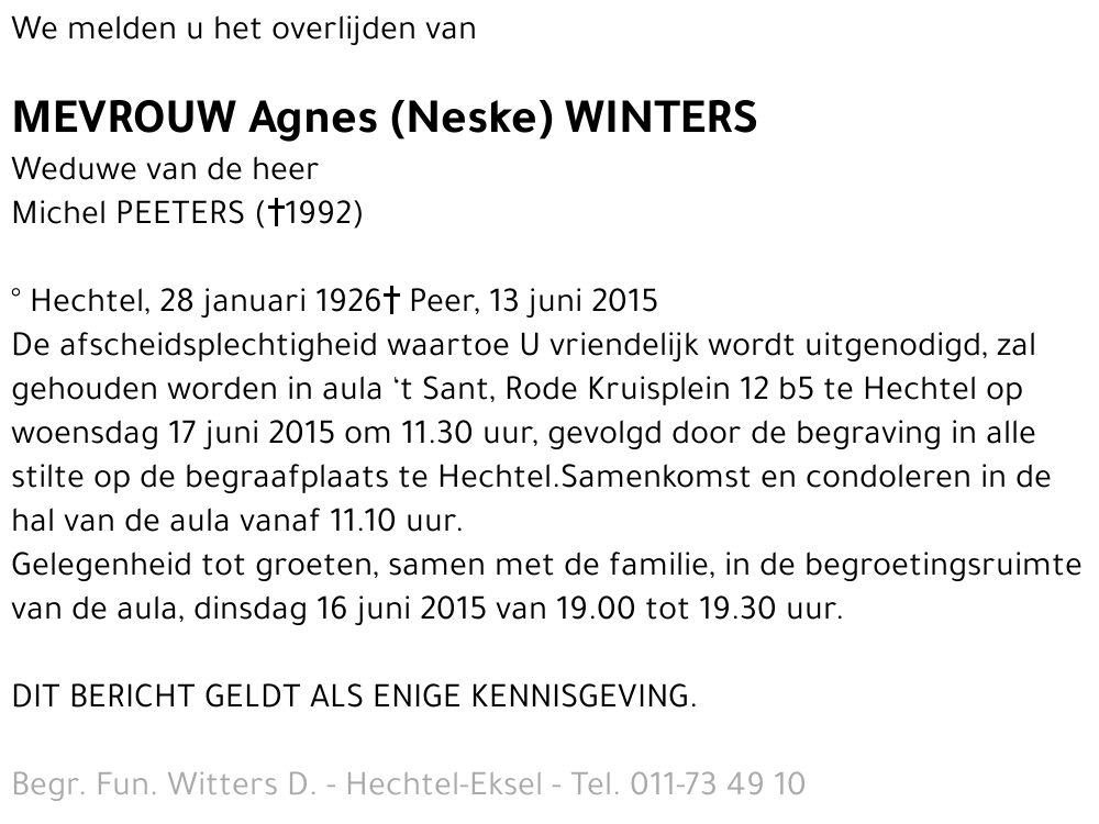 Agnes (Neske) Winters
