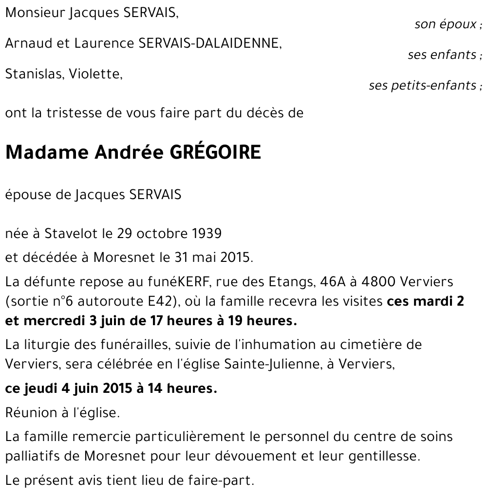 Andrée GREGOIRE