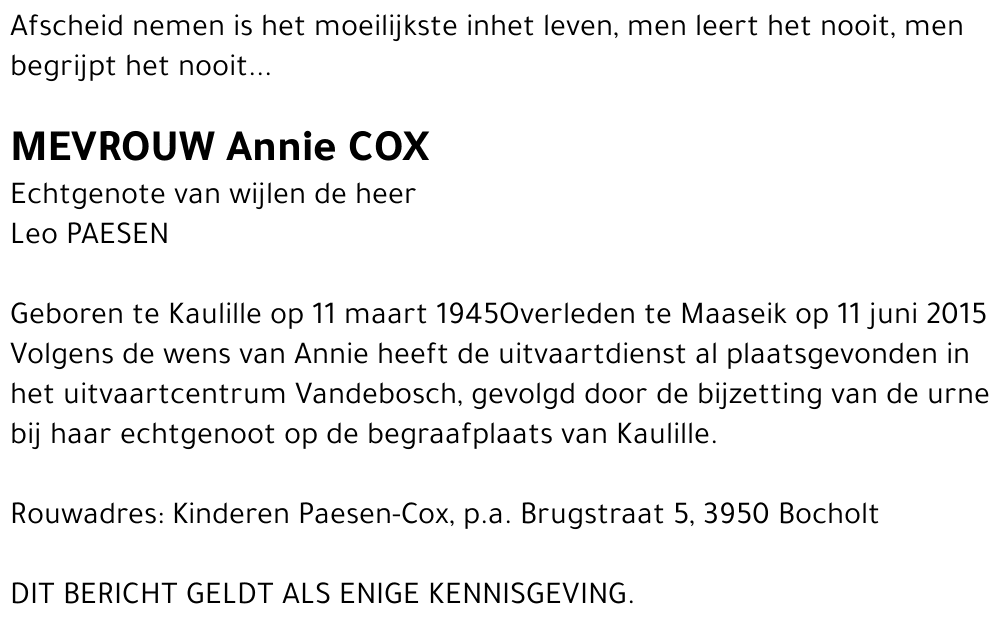 Annie COX