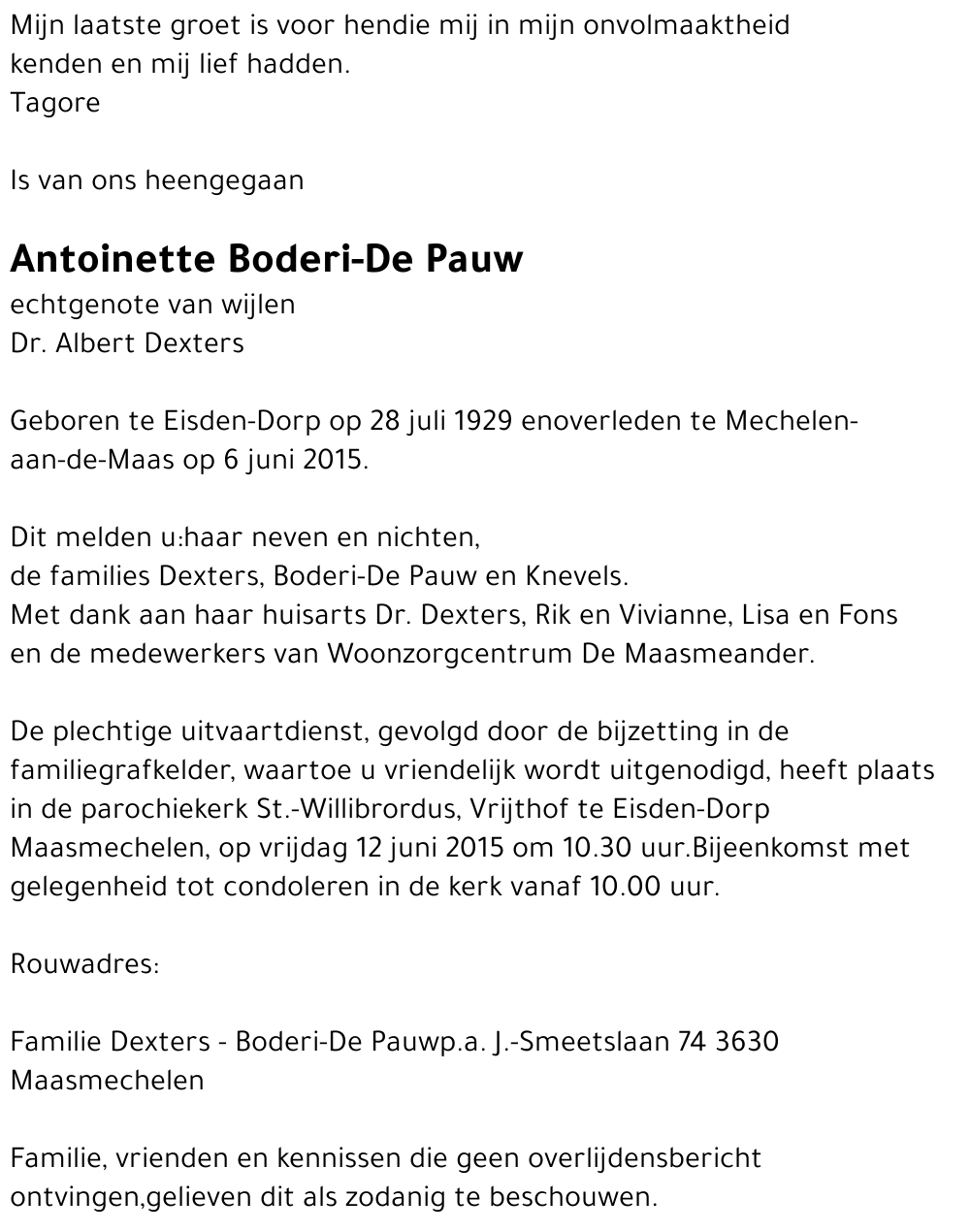 Antoinette Boderi-De Pauw