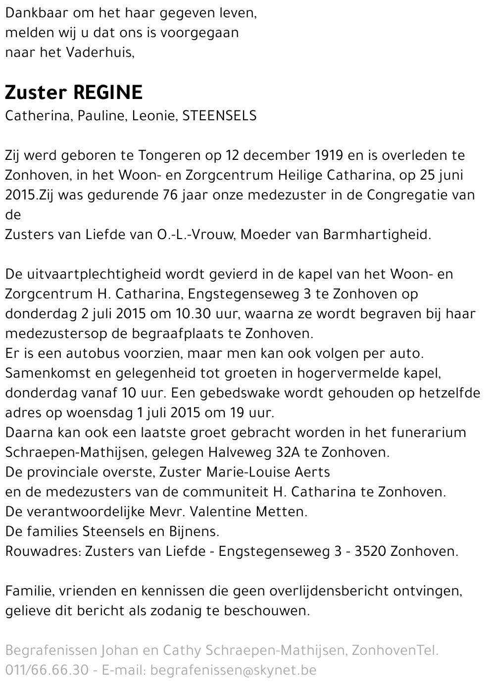 Catharina, Pauline, Leonie Steensels