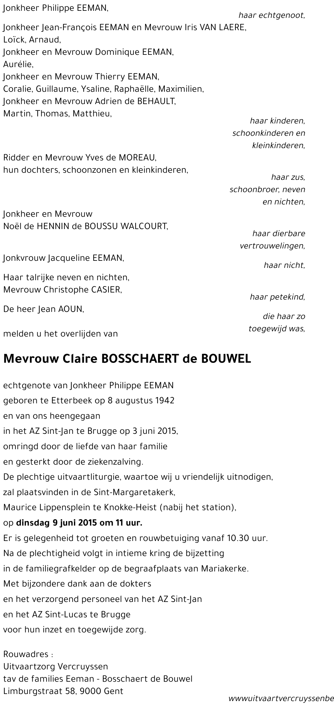 Claire Bosschaert de Bouwel