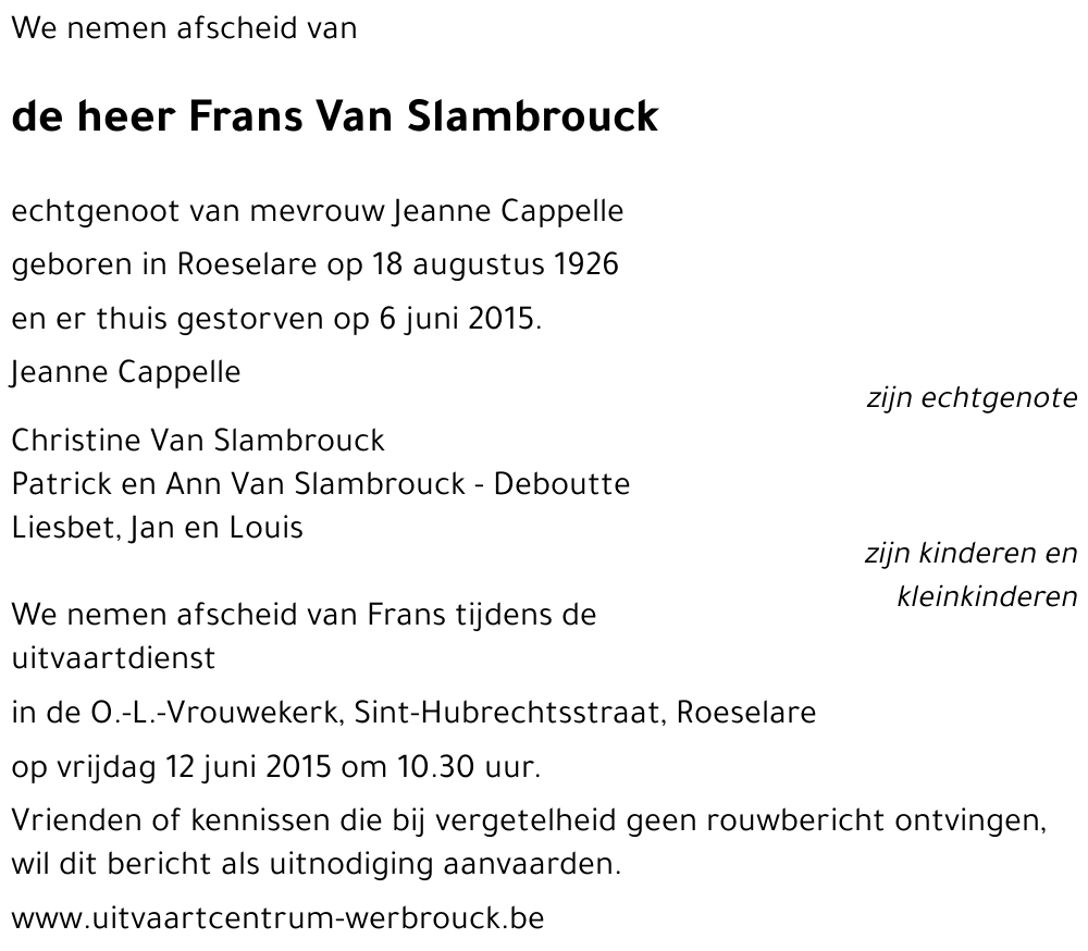 Frans VAN SLAMBROUCK