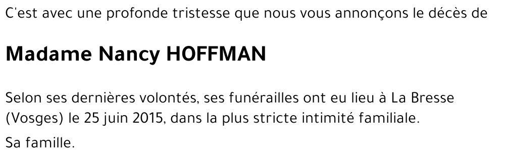HOFFMAN Nancy