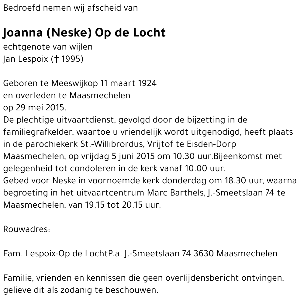 Joanna (Neske) Op de Locht
