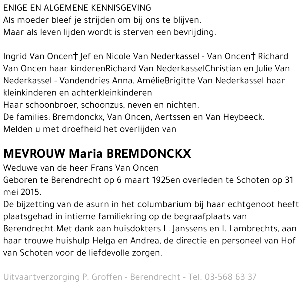 Maria Bremdonckx