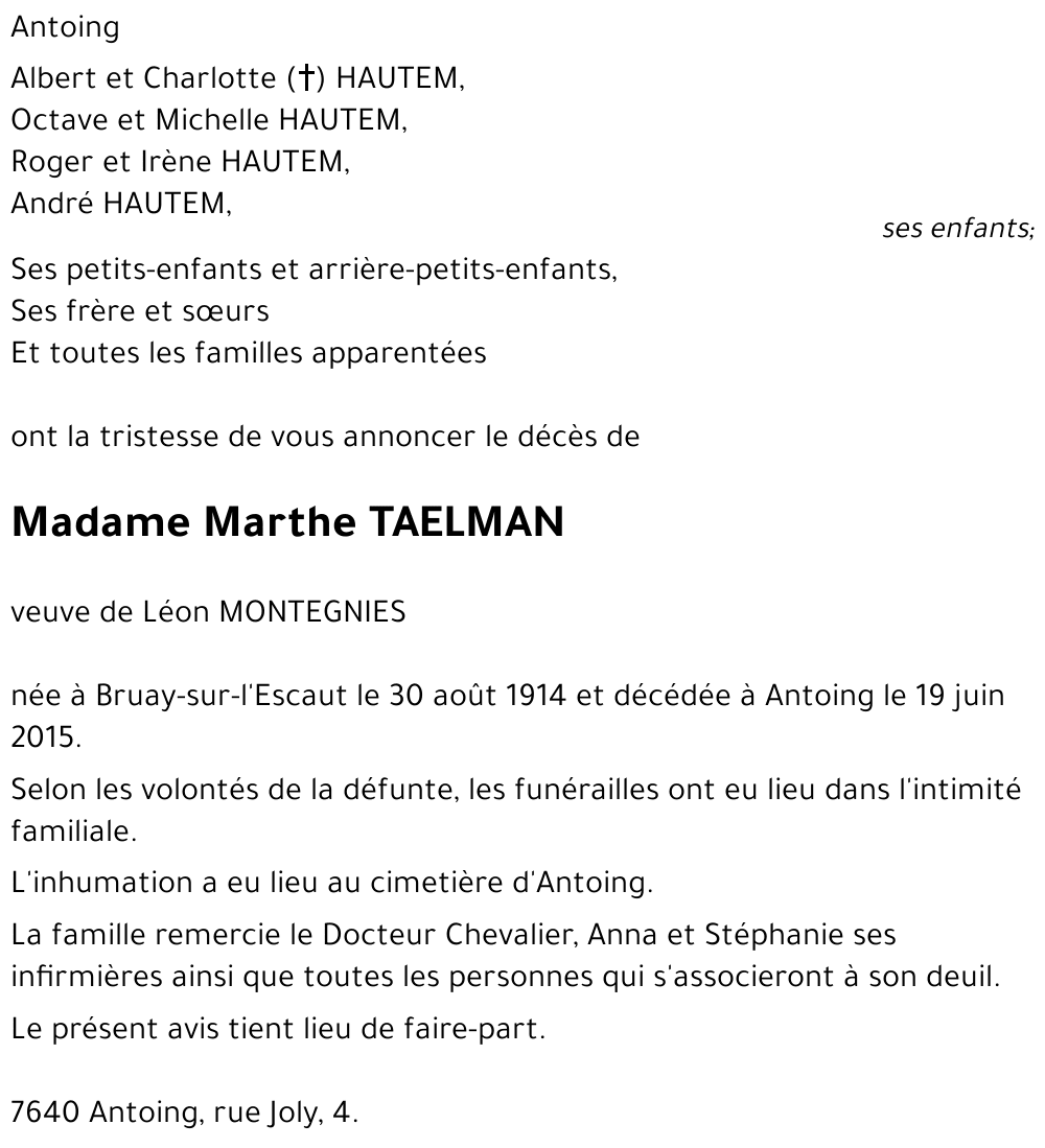 Marthe TAELMAN