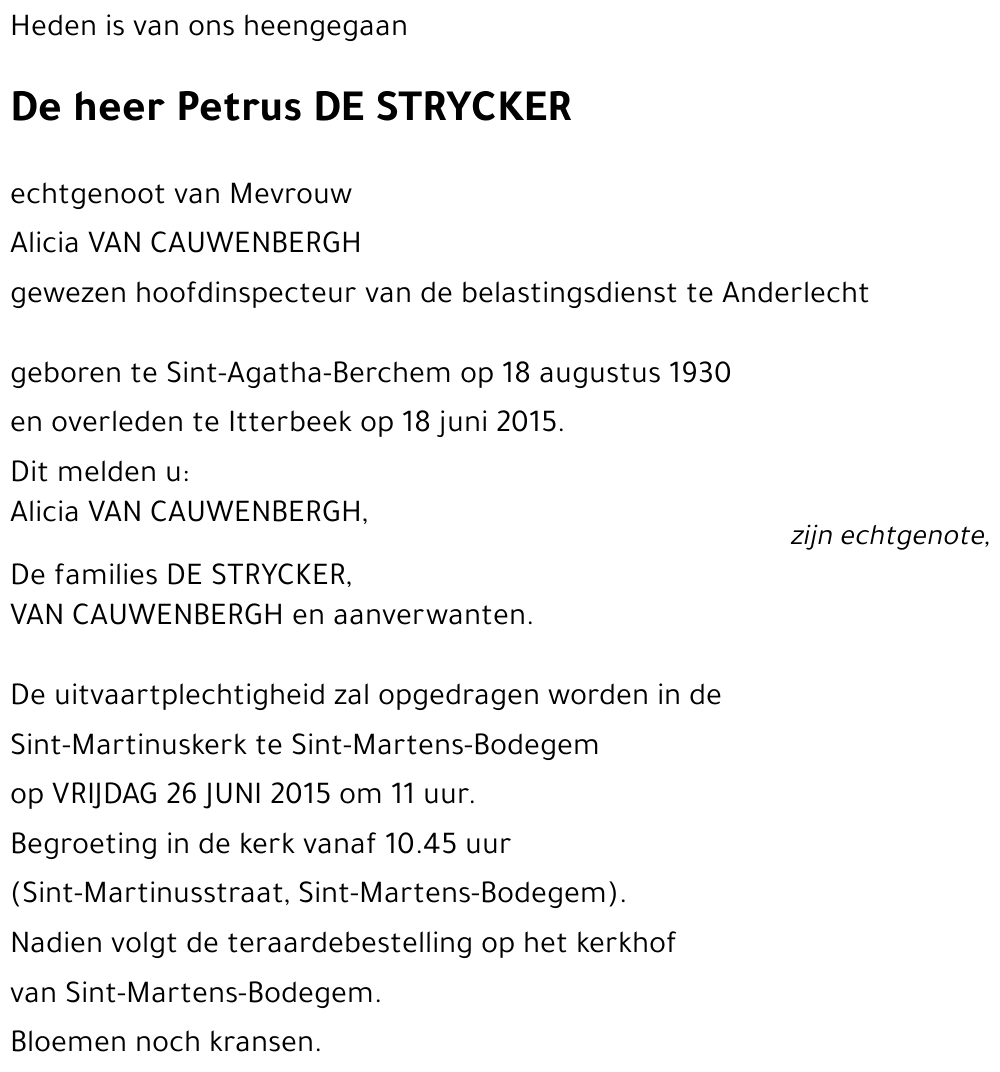 Petrus DE STRIJCKER