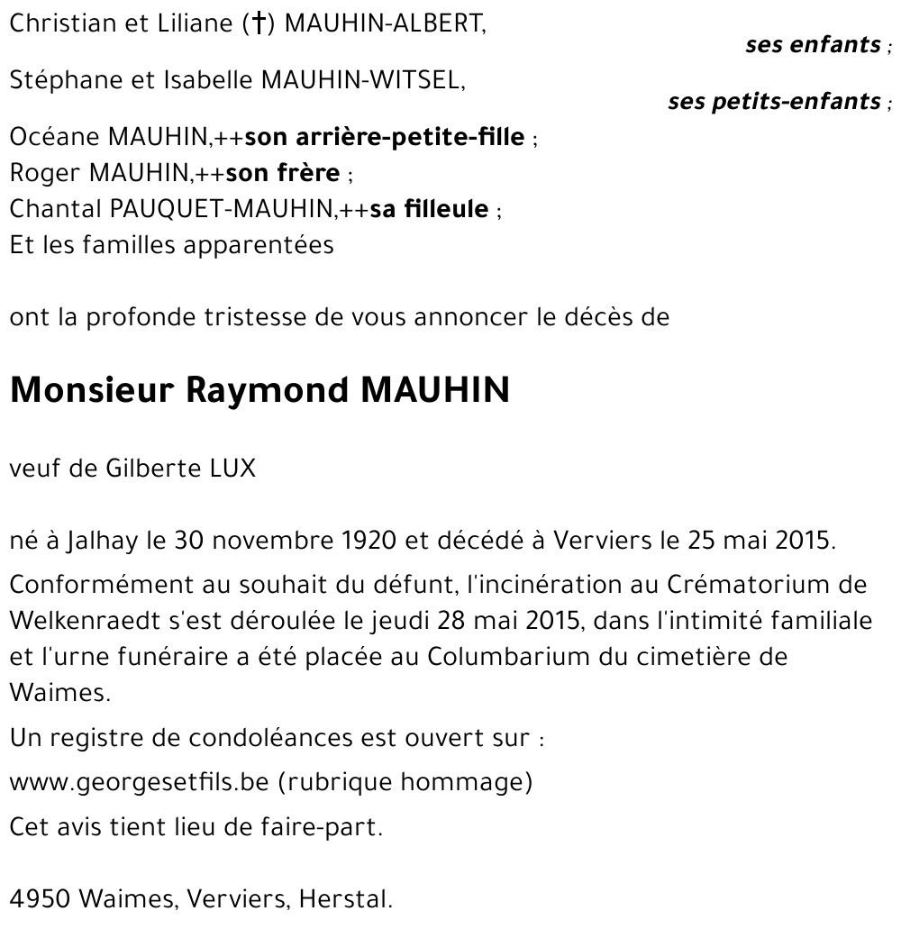 Raymond MAUHIN
