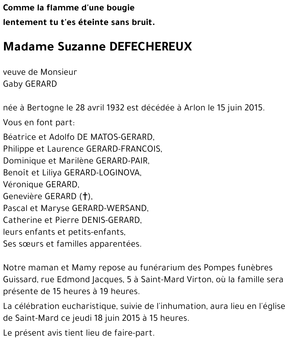 Suzanne DEFECHEREUX