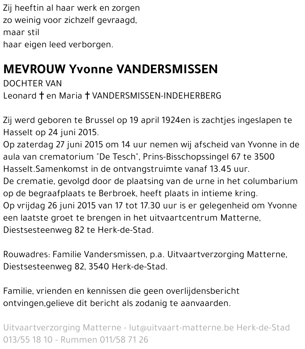 Yvonne Vandersmissen