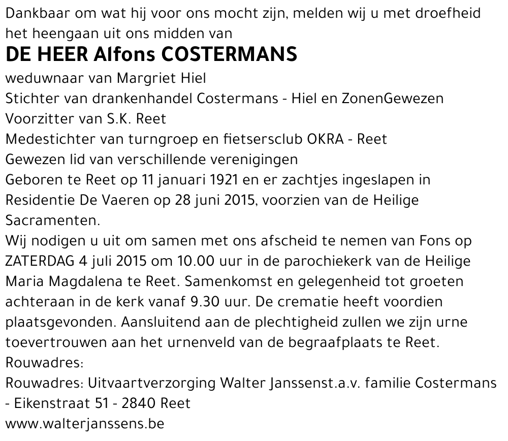 Alfons Costermans