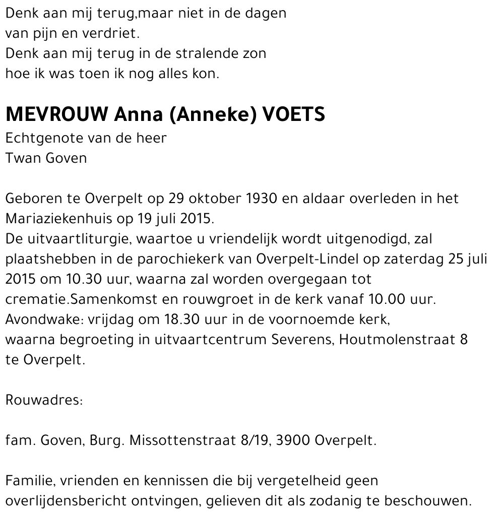 Anna (Anneke) Voets