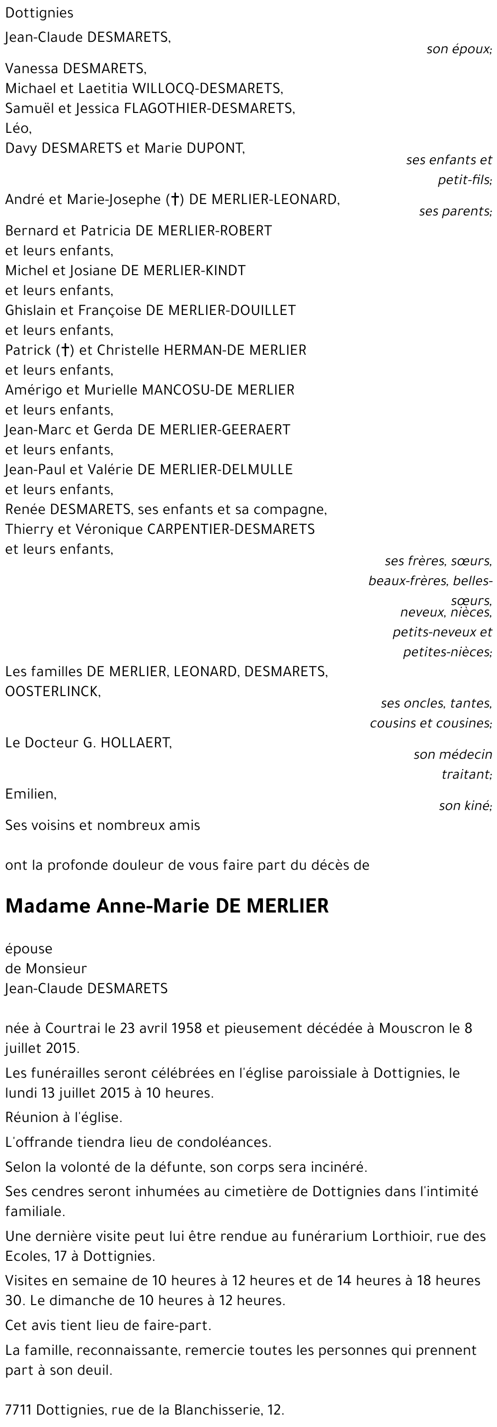 Anne-Marie DE MERLIER