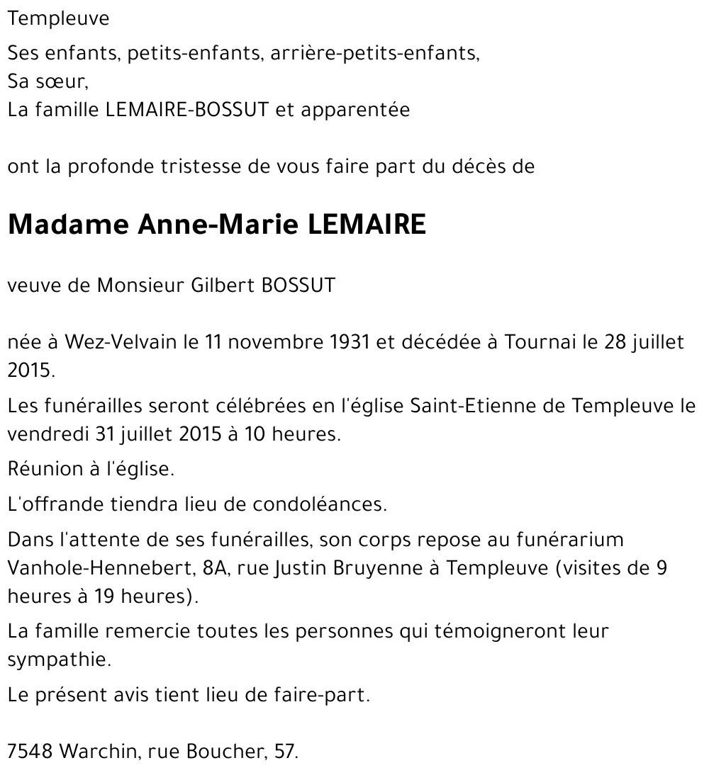 Anne-Marie LEMAIRE