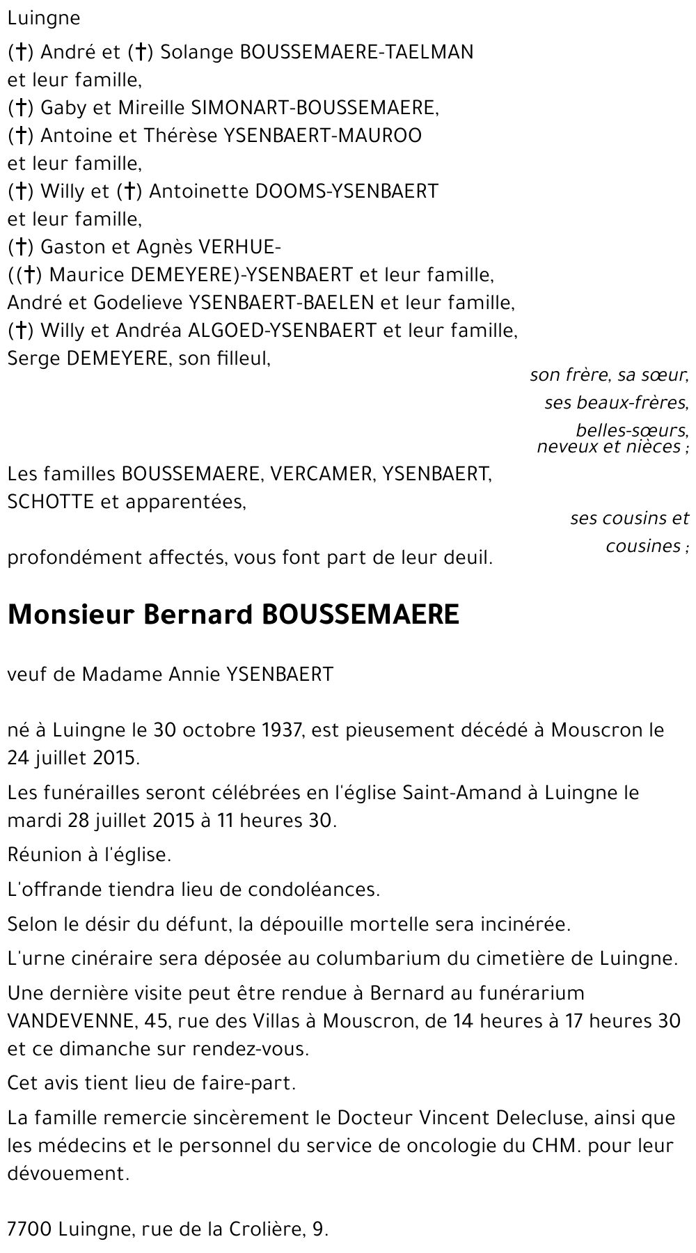Bernard BOUSSEMAERE