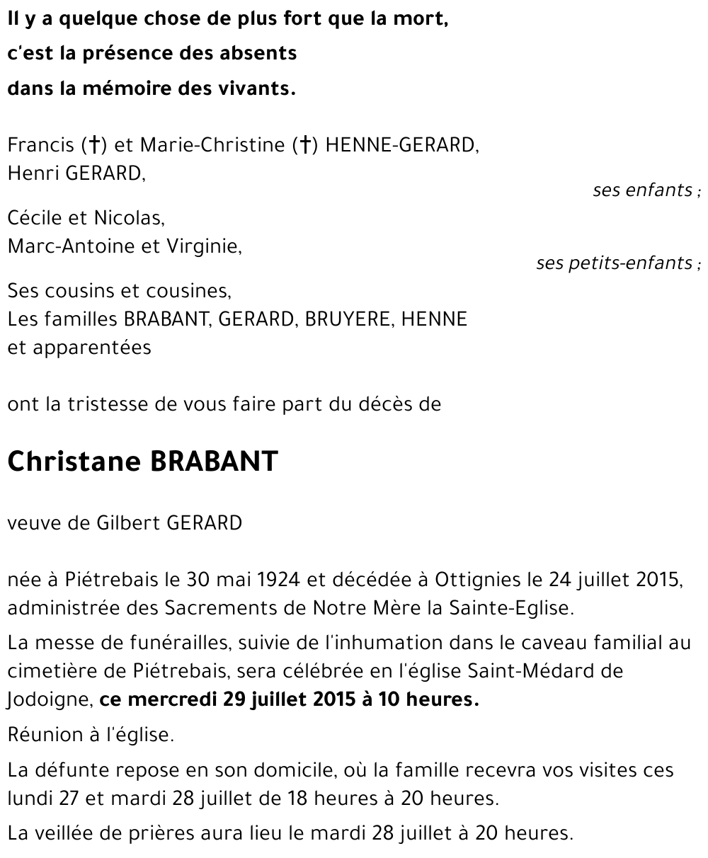Christane BRABANT