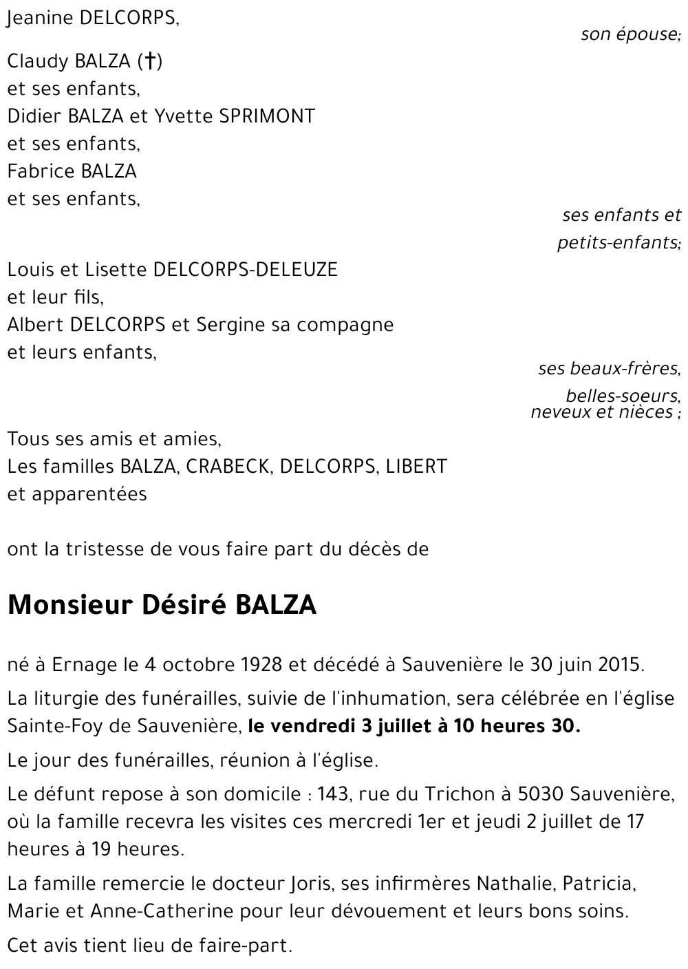 Désiré BALZA