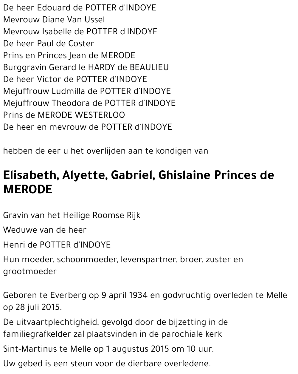 Elisabeth Princes de MERODE